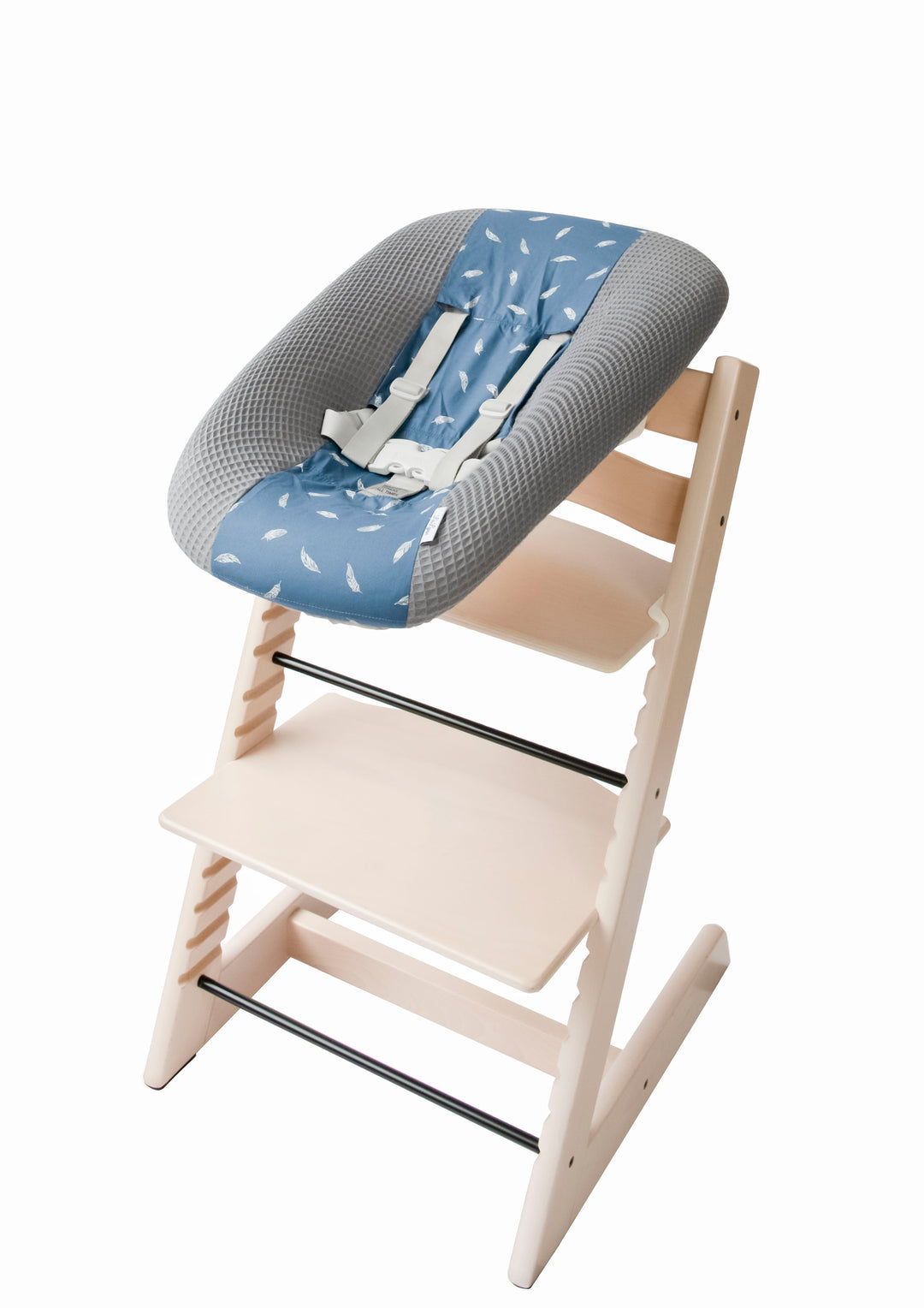 Stokke Newborn hoes grijs wafel- blauw met witte veertjes