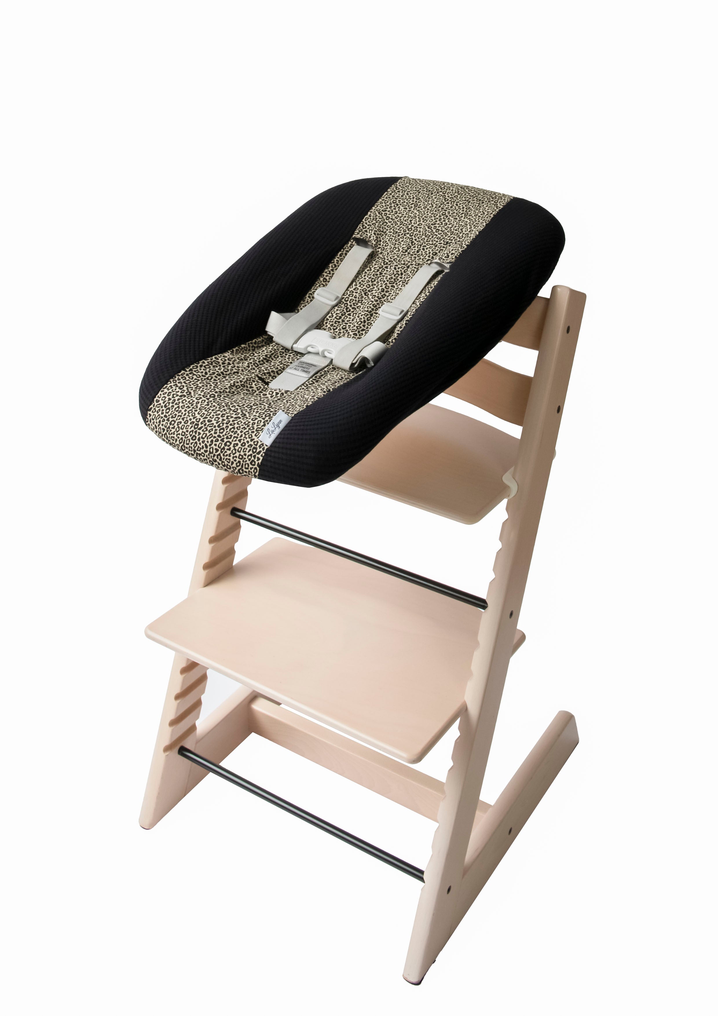 Newborn hoes voor de Stokke Tripp Trapp - beige panterprint met zwarte wafel