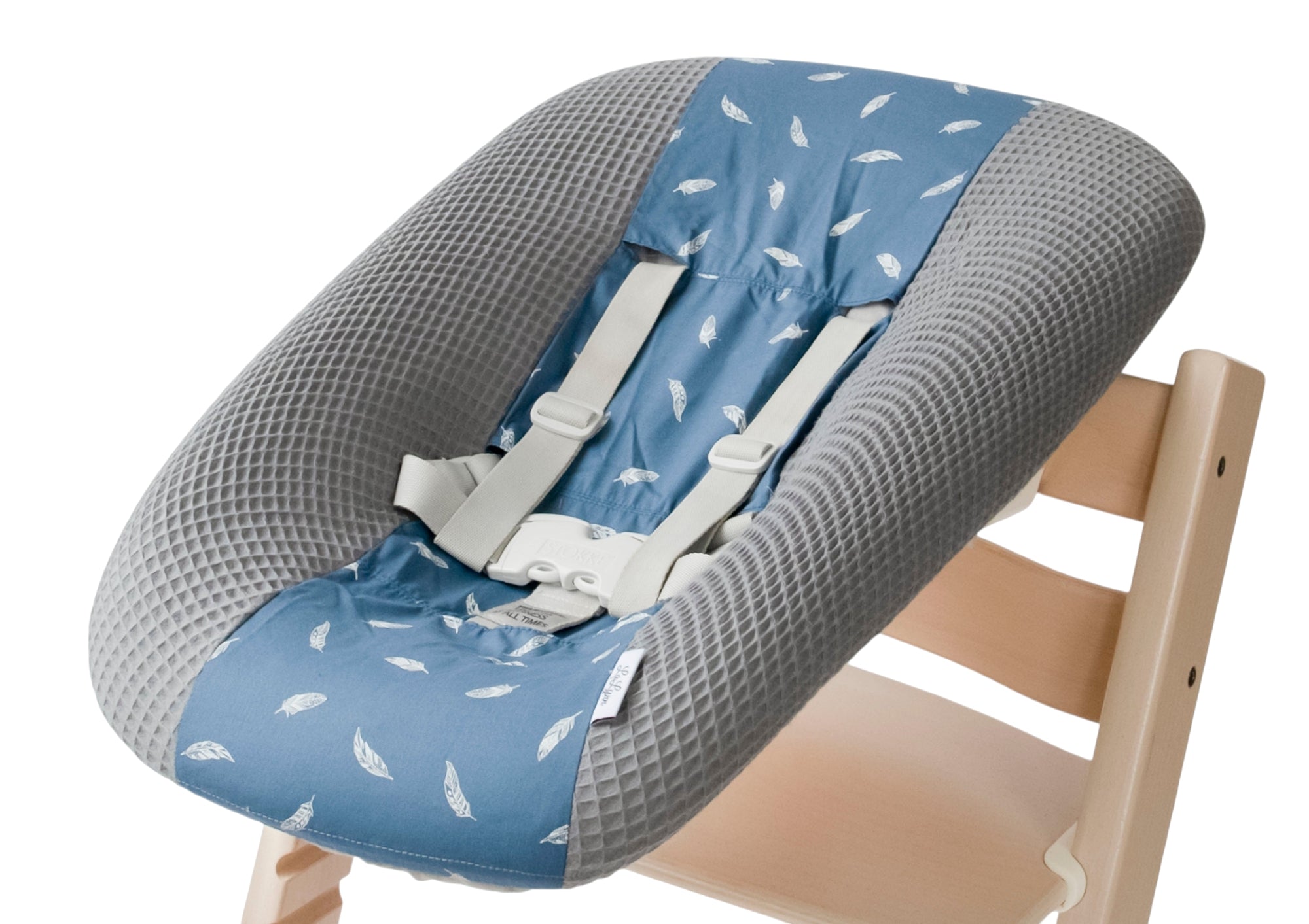 Newborn hoes voor de Stokke Tripp Trapp - grijs blauw veren