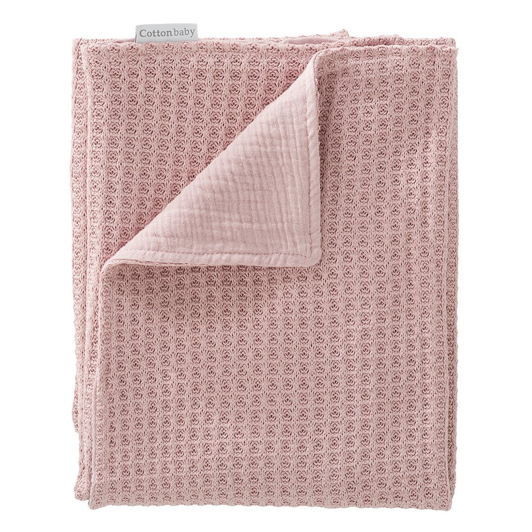 Cottonbaby ledikantdeken wafel gebreid, oud roze